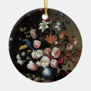 Vaas met bloemen bij een venster, Balthasar van de Keramisch Ornament