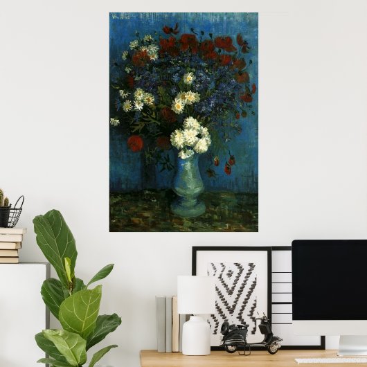vaas met bloemen en papavers, van Gogh Poster (Thuiskantoor)