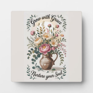 Vaas met bloemen groeien met Grace Quote Fotoplaat