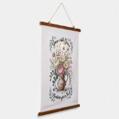 Vaas met bloemen groeien met Grace Quote Hangend Wandkleed (Gebogen)