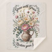 Vaas met bloemen groeien met Grace Quote Sherpa Deken (Voorkant)