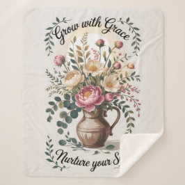 Vaas met bloemen groeien met Grace Quote Sherpa Deken