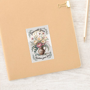 Vaas met bloemen groeien met Grace Small Sticker