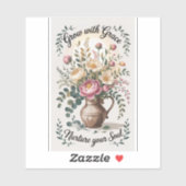 Vaas met bloemen groeien met Grace Small Sticker (Vel)