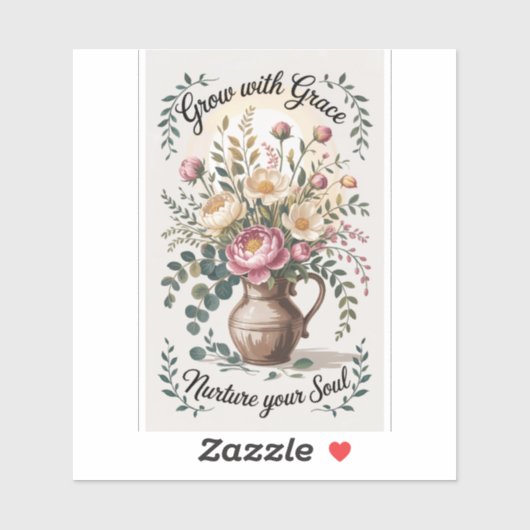 Vaas met bloemen groeien met Grace Small Sticker (Vel)
