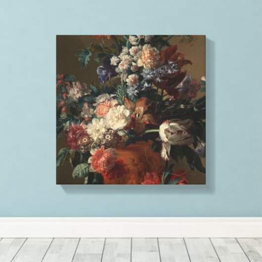 Vaas met Bloemen - Jan van Huysum Canvas Afdruk (Insitu (Houten vloer))