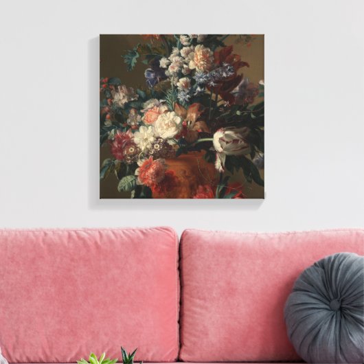 Vaas met Bloemen - Jan van Huysum Canvas Afdruk (Insitu (Woonkamer))