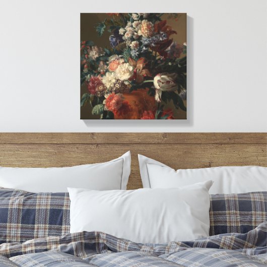 Vaas met Bloemen - Jan van Huysum Canvas Afdruk (Insitu (Slaapkamer))