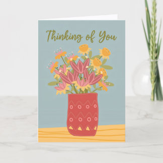 Vaas met Bloemen om aan Je te Denken Kaart