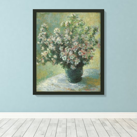 Vaas met bloemen van Claude Monet Canvas Afdruk (Insitu (Houten vloer))