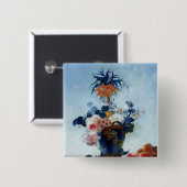 Vaas met Bloemen Vierkante Button 5,1 Cm (Voorkant /achterkant)