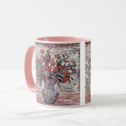 Vaas met bloemen, Zinnias door Maurice Prendergast Mok (Voorkant links)