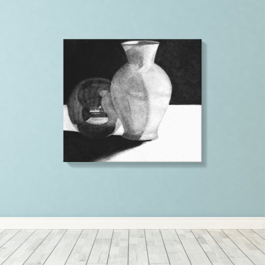 Vaas met bol canvas afdruk (Insitu (Houten vloer))