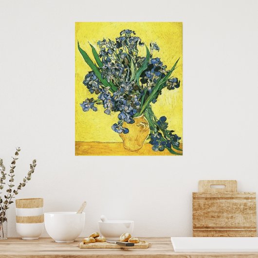 Vaas met bruinvissen tegen gele achtergrond poster (Keuken)