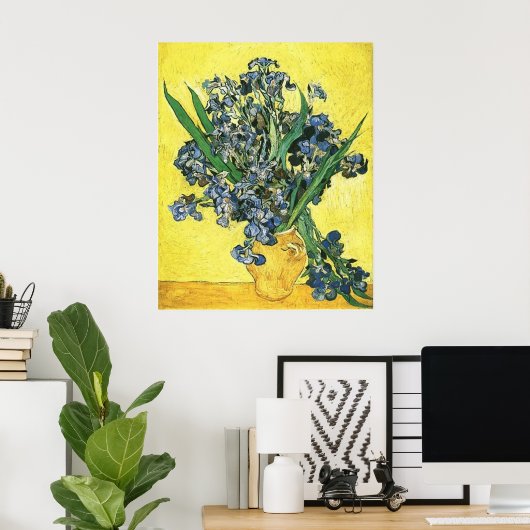 Vaas met bruinvissen tegen gele achtergrond poster (Thuiskantoor)