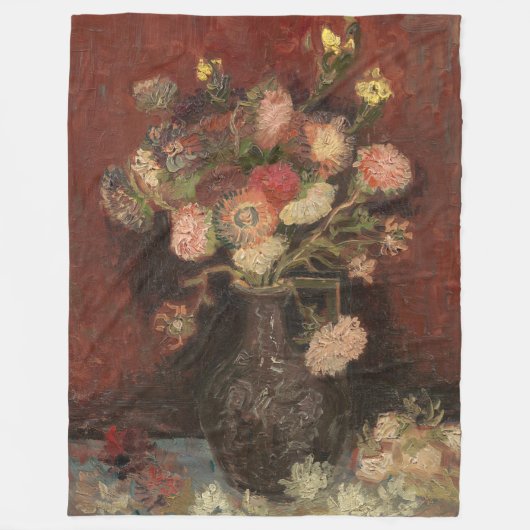 Vaas met Chinese asters en gladiolen van Gogh Fleece Deken (Voorkant)