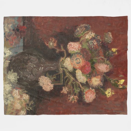 Vaas met Chinese asters en gladiolen van Gogh Fleece Deken (Voorkant (Horizontaal))