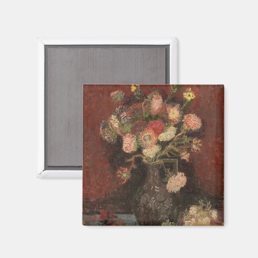 Vaas met Chinese asters en gladiolen van Gogh Magneet (Voorkant / Achterkant)