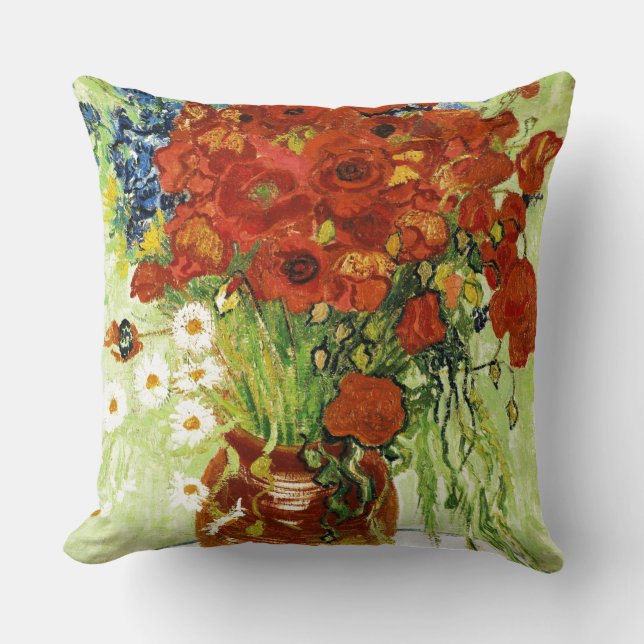 Vaas met cornbloemen en papavers Pillow Kussen (Voorkant)