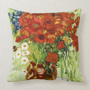 Vaas met cornbloemen en papavers Pillow Kussen