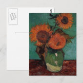 vaas met drie zonnebloemen, van Gogh Briefkaart (Voorkant / Achterkant)