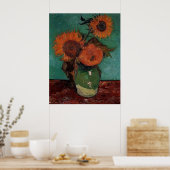 vaas met drie zonnebloemen, van Gogh Poster (Keuken)
