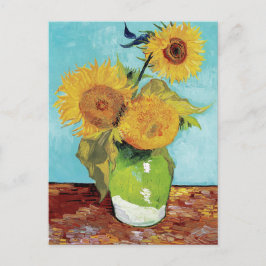 Vaas met drie zonnebloemen van Vincent Van Gogh Briefkaart