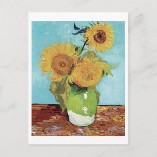 Vaas met drie zonnebloemen van Vincent van Gogh Briefkaart