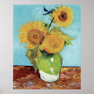 Vaas met drie zonnebloemen van Vincent van Gogh Poster