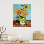 Vaas met drie zonnebloemen van Vincent van Gogh Poster (Keuken)