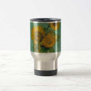 Vaas met drie zonnebloemen, Vincent van Gogh Reisbeker