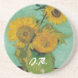 Vaas met drie zonnebloemen, Vincent van Gogh Zandsteen Onderzetter
