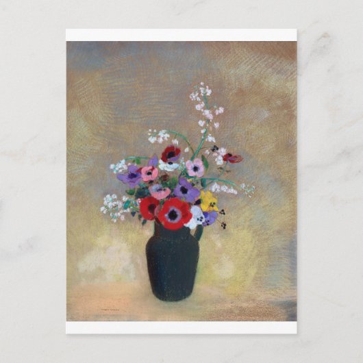 Vaas met Gemengde Bloemen, Redon Briefkaart (Voorkant)