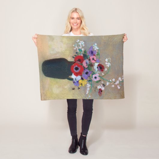 Vaas met Gemengde Bloemen, Redon Fleece Deken (In situ)