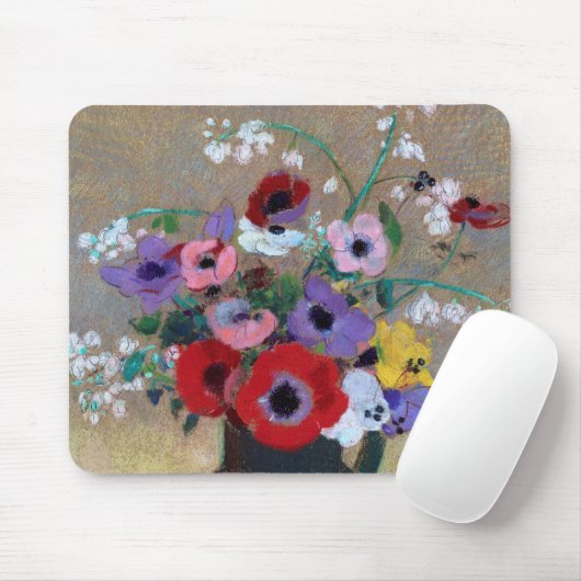 Vaas met Gemengde Bloemen, Redon Muismat (Met muis)