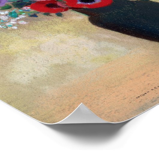 Vaas met Gemengde Bloemen, Redon Poster (Hoek)