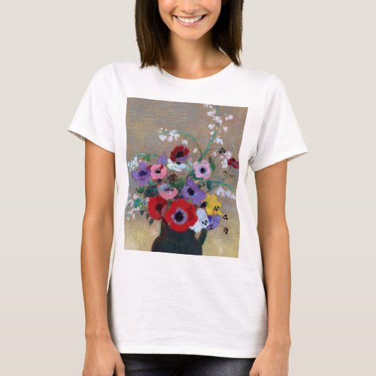 Vaas met Gemengde Bloemen, Redon T-shirt (Voorkant)