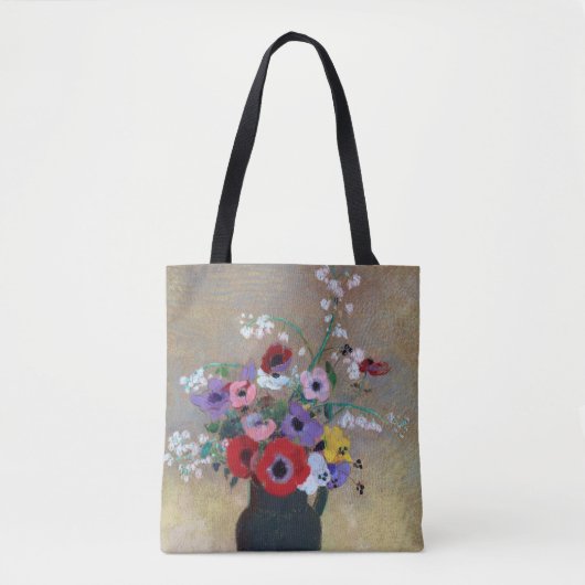 Vaas met Gemengde Bloemen, Redon Tote Bag (Voorkant)