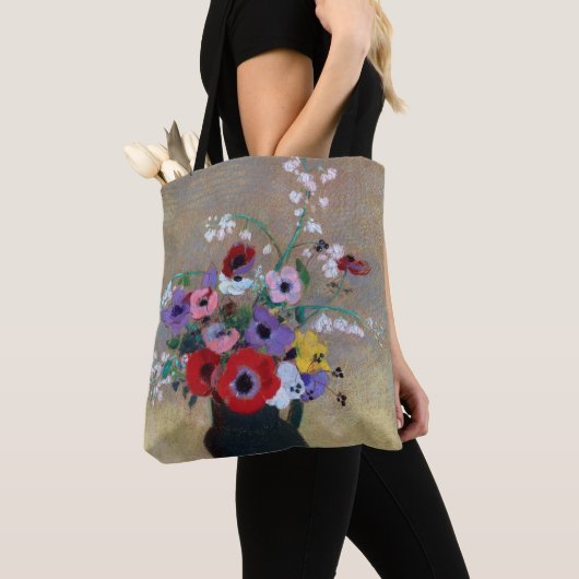 Vaas met Gemengde Bloemen, Redon Tote Bag (Dichtbij)