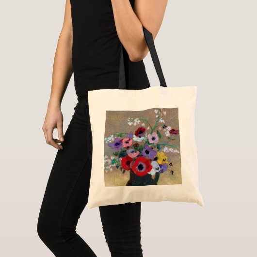 Vaas met Gemengde Bloemen, Redon Tote Bag (Voorkant (product))