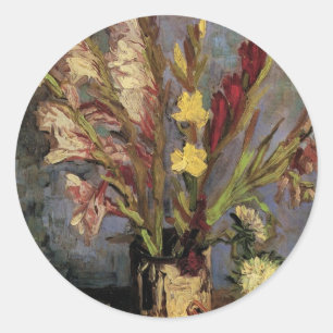 Vaas met gladiolen door Vincent van Gogh Ronde Sticker