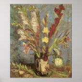 Vaas met gladiolen van Vincent van Gogh Poster (Voorkant)