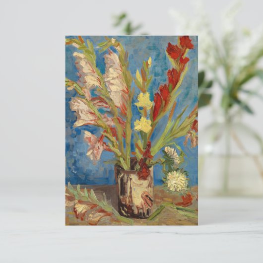 Vaas met Gladioli en Chinese Asters van Gogh Bedankkaart (Staand voorkant)