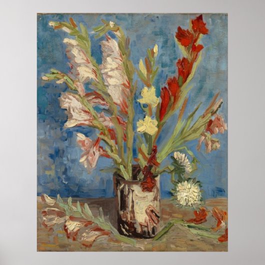 Vaas met Gladioli en Chinese Asters van Gogh Poster (Voorkant)