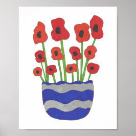 Vaas met klaprozen Heden daagsche Kunst Poster