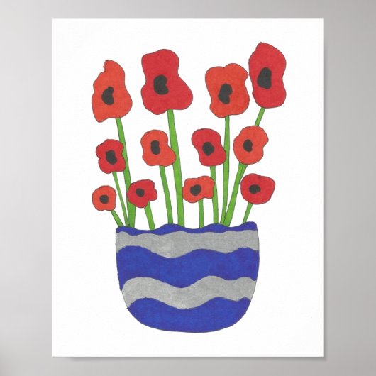 Vaas met klaprozen Heden daagsche Kunst Poster (Voorkant)