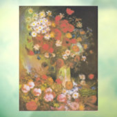 Vaas met korenbloemen & klaprozen, pioenen & chrys raamsticker (Vel 3)