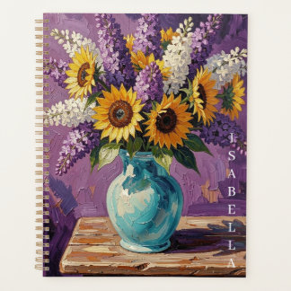 Vaas met lelies en iris bloemen gepersonaliseerd planner