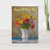 Vaas Met Margriet Bloemen Kunst Moederdag Kaart (Voorkant)