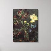 Vaas met Myosotis en Pioenrozen door Vincent van G Canvas Afdruk (Voorkant)